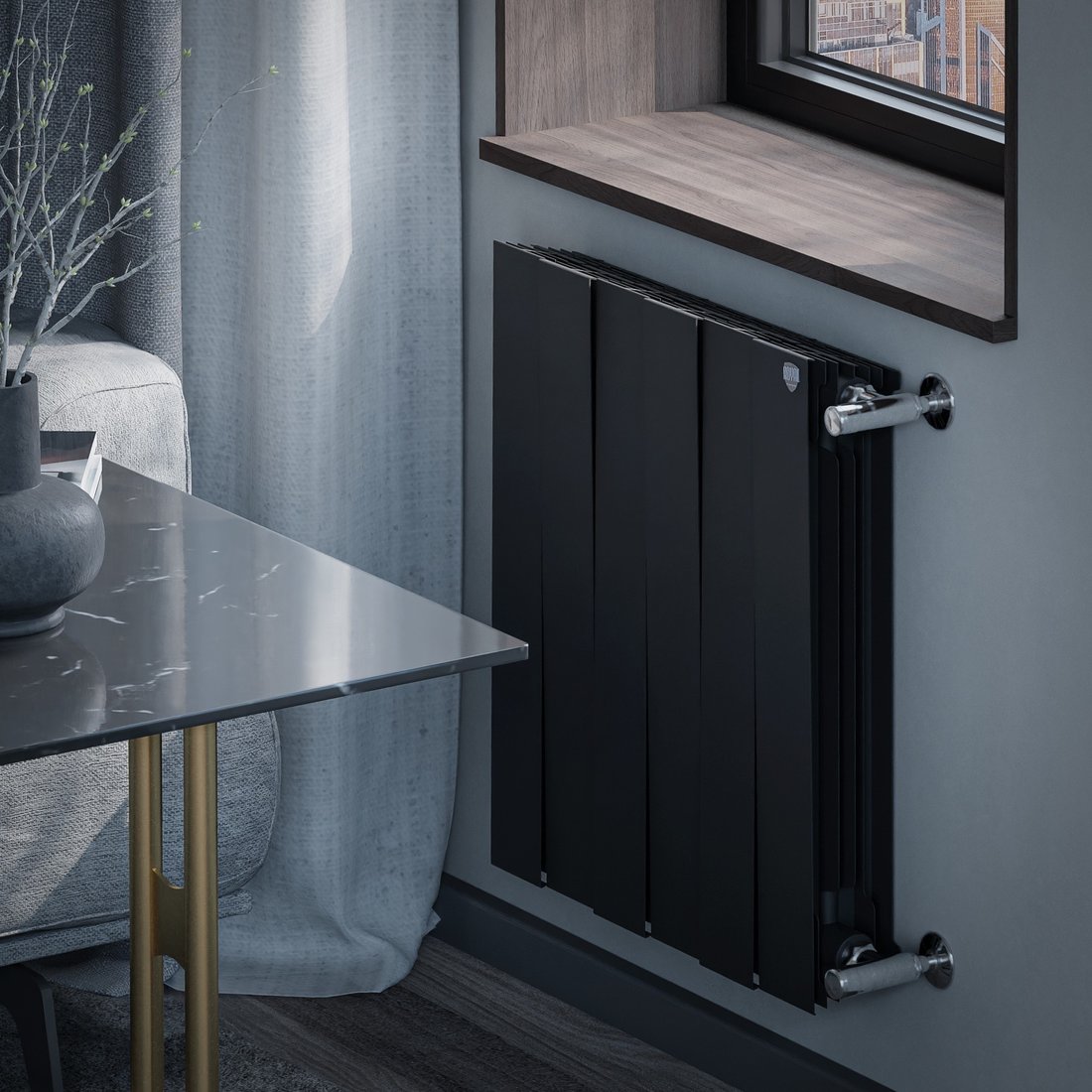 Радиатор биметаллический Royal Thermo PianoForte 500 Чёрный - 6 секц. - 5 Радиатор биметаллический Royal Thermo PianoForte 500 Чёрный - 6 секц. - 5