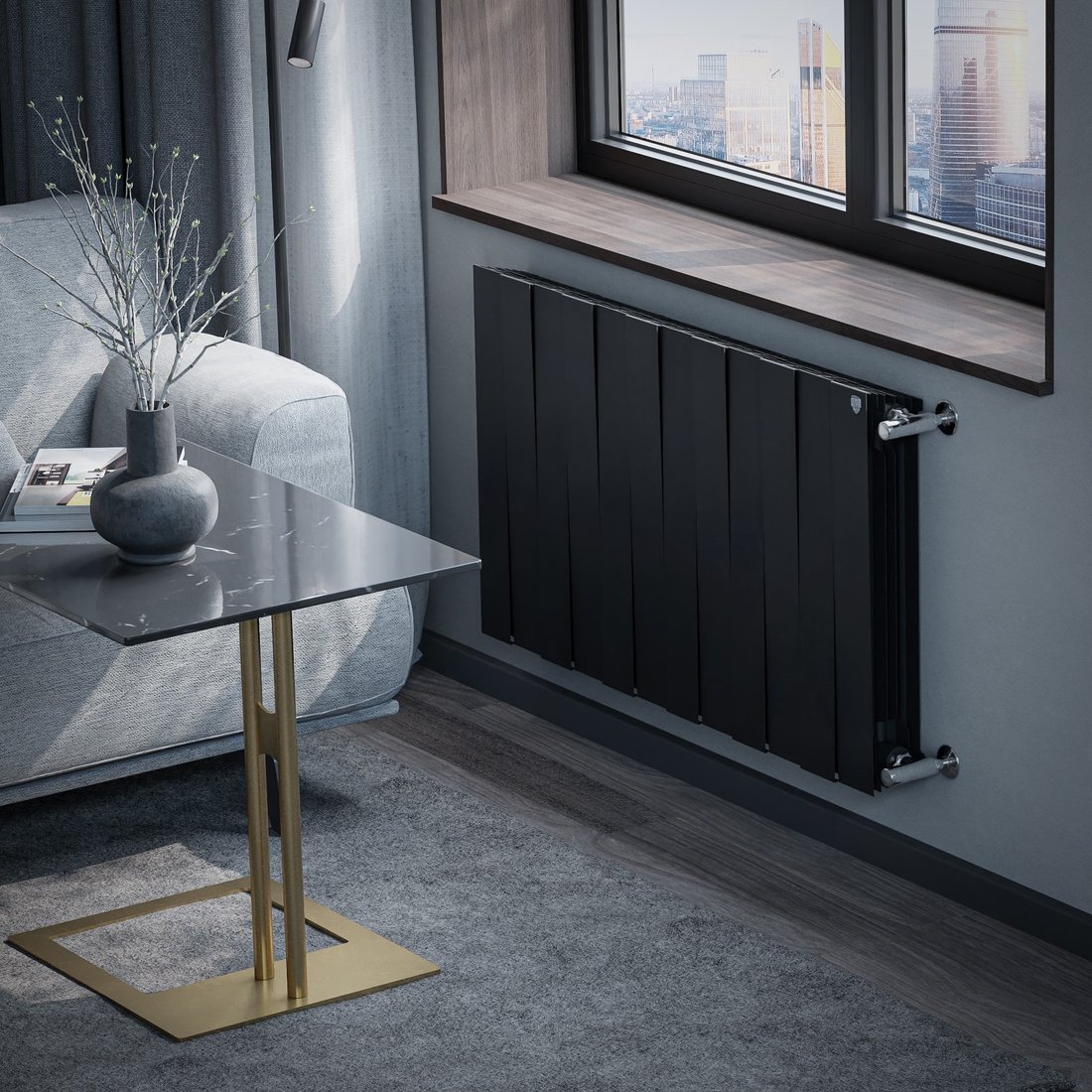 Радиатор биметаллический Royal Thermo PianoForte 500 Чёрный - 12 секц. - 5 Радиатор биметаллический Royal Thermo PianoForte 500 Чёрный - 12 секц. - 5