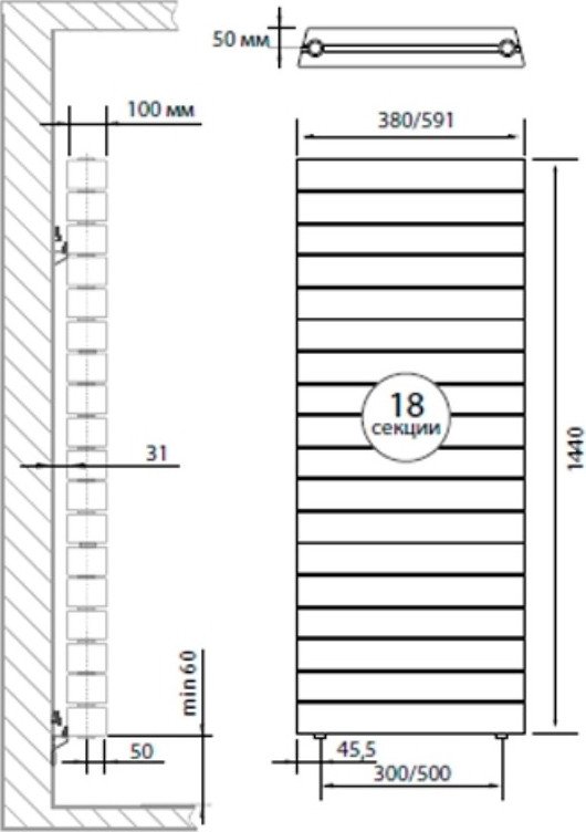 Радиатор Royal Thermo PianoForte Tower 500 new/Bianco Traffico - 18 секц. - 3 Радиатор Royal Thermo PianoForte Tower 500 new/Bianco Traffico - 18 секц. - 3