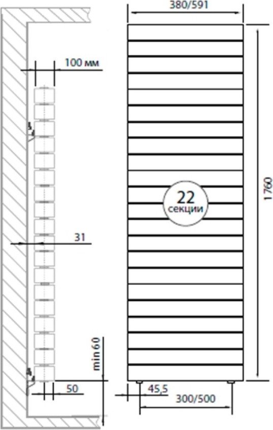 Радиатор Royal Thermo PianoForte Tower 500 new/Bianco Traffico - 22 секц. - 3 Радиатор Royal Thermo PianoForte Tower 500 new/Bianco Traffico - 22 секц. - 3
