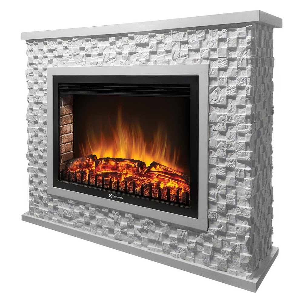 Royal Thermo Портал Firelight Quadro 25 камень песчаник античный белый, белая эмаль Royal Thermo Портал Firelight Quadro 25 камень песчаник античный белый, белая эмаль