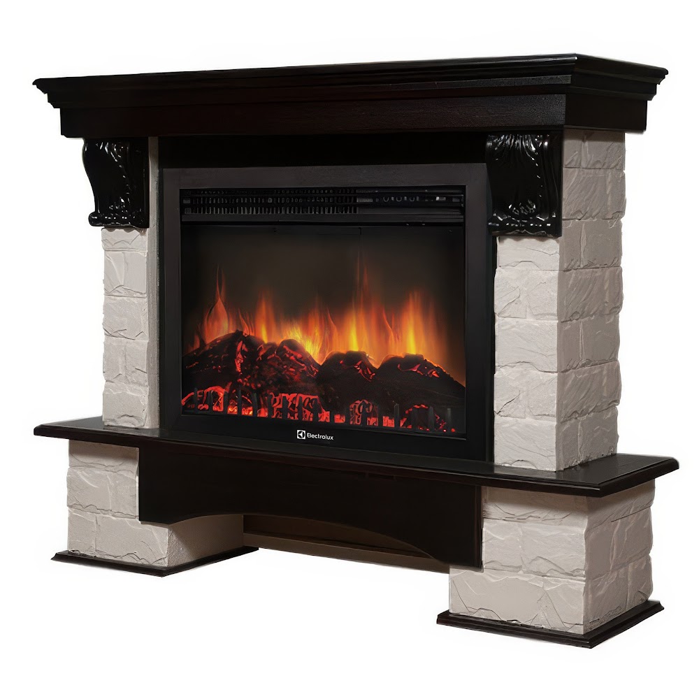 Royal Thermo Портал Firelight Forte 30S камень белый, шпон темный дуб Royal Thermo Портал Firelight Forte 30S камень белый, шпон темный дуб